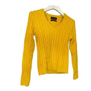 Piombo Womens Yellow Pure Cotton Cable Knit Sweater, size Small